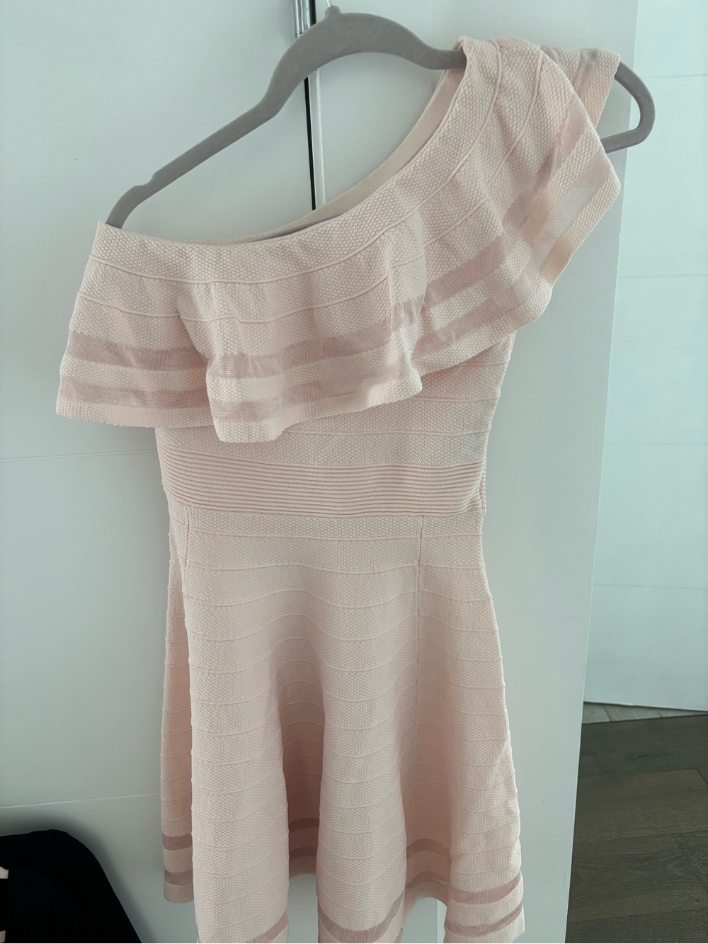 Ted Baker Pale Pink One-Shoulder Ruffle Dress